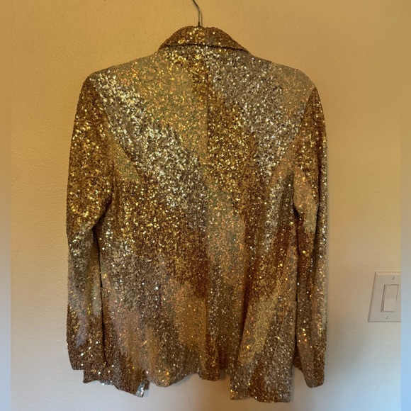 NEW 12th Tribe Genevieve Sequin Blazer Jacket Iridescent Gold Silver Small NWT - Picture 10 of 11